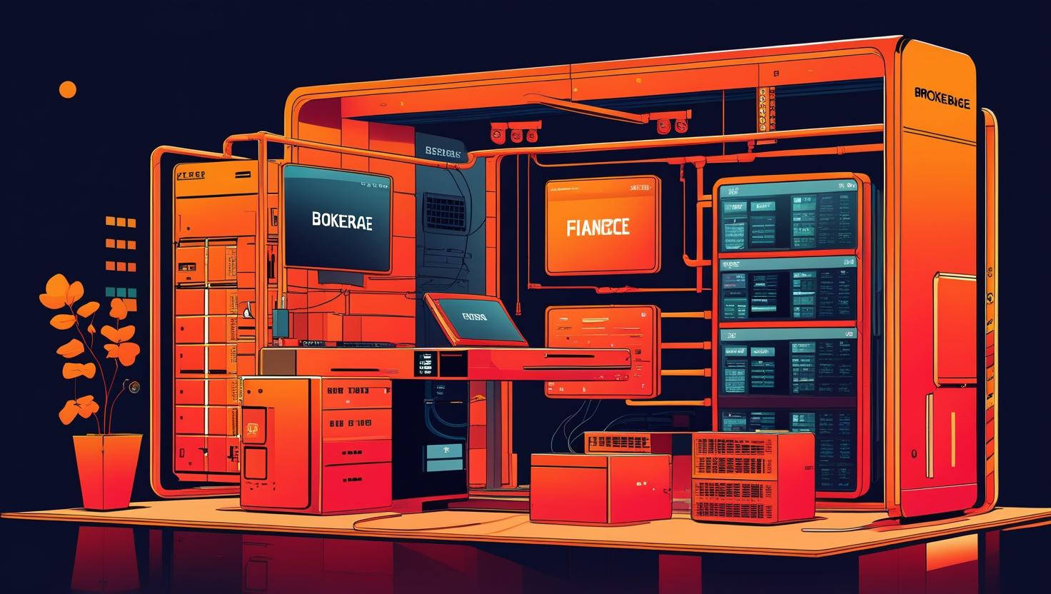 Brokerage Infrastructure Setup orange_red , hi tech, finance