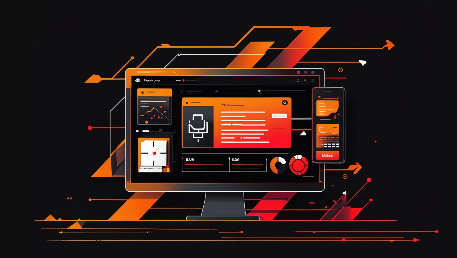 Platform Optimization Tools orange_red shadow and black , hi tech, finance